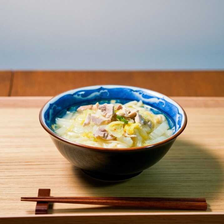 身体ポカポカ☀️鶏だしと白菜のピリ辛うどん